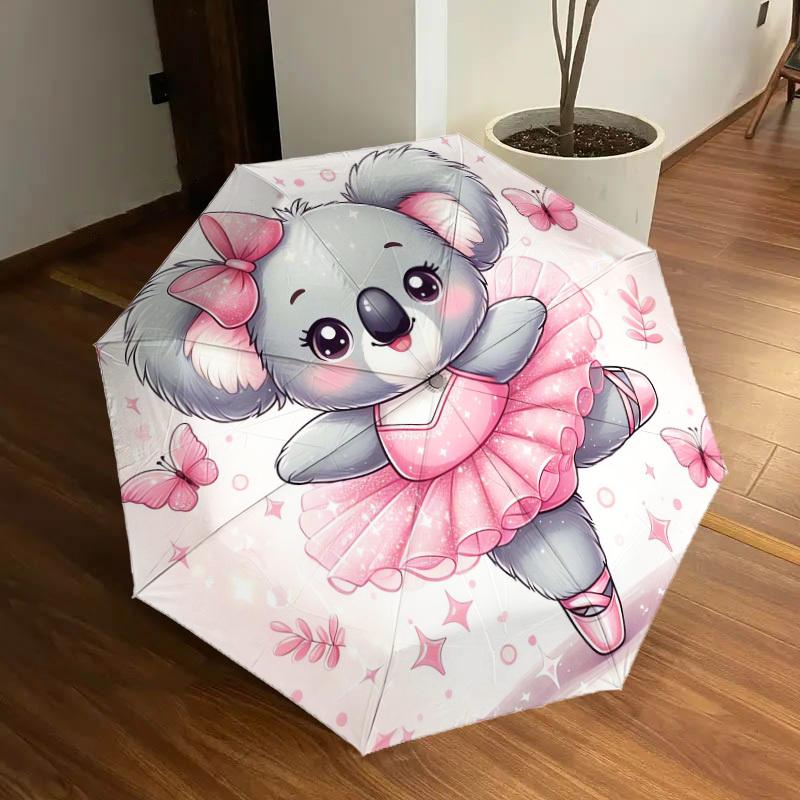1pc Koala Ballerina In Pink Tutu Umbrella with Plastic Handle,Suitable for All Seasons Home Travel Outdoor UmbrellaDD067