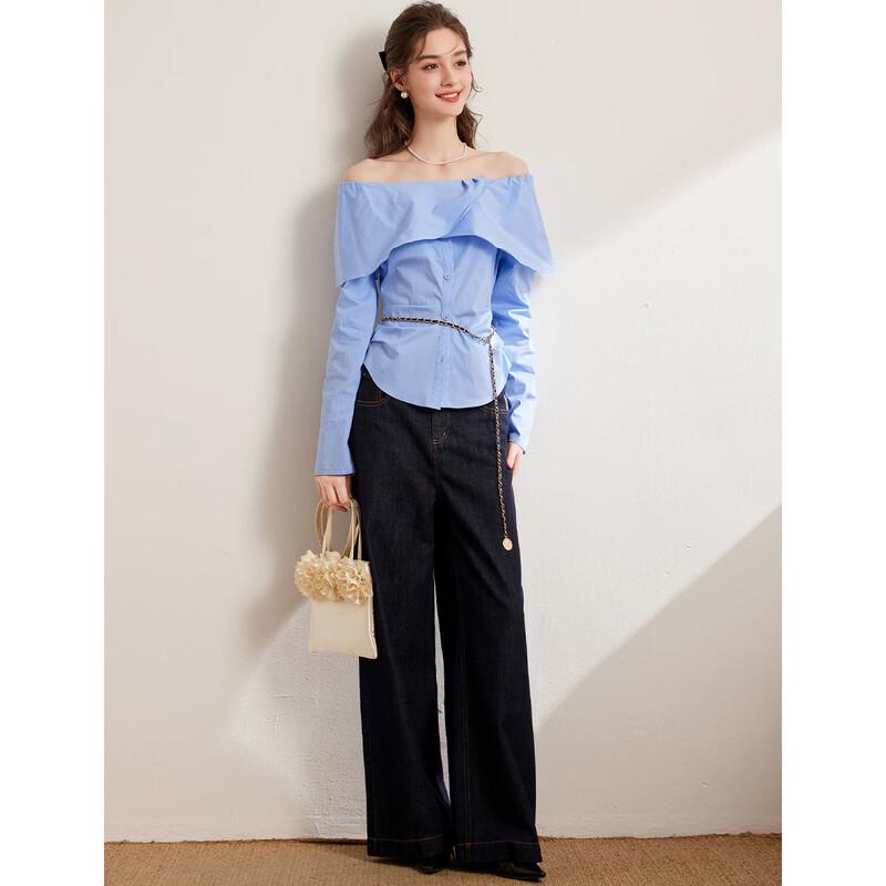 Bailuyu Elegant Ruffled Off-Shoulder Long Sleeve Blouse