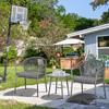 Garden Furniture Set, 2 Chairs & 1 Table with Glass Top, Rattan Look, Weatherproof, Metal Frame, Grey