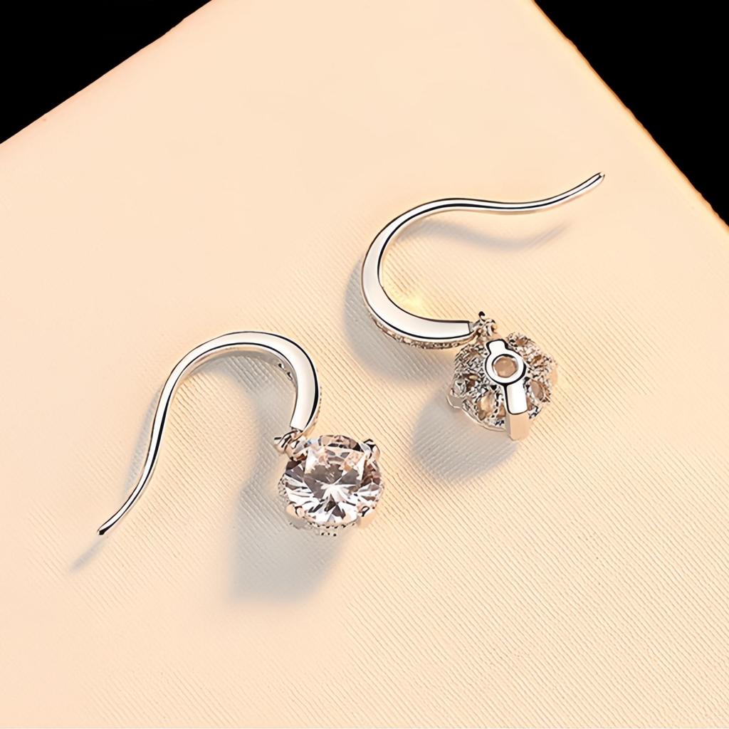Silver Water Drop Earrings for Women: Elegant Japanese-Korean Style, Versatile Ear Hooks