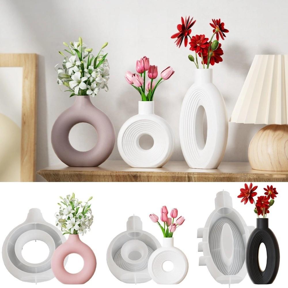 Oval Stripe Silicone Vase Mold Non Toxic Epoxy Resin Mold Reusable Mold Soap Mold  Craft Workshops