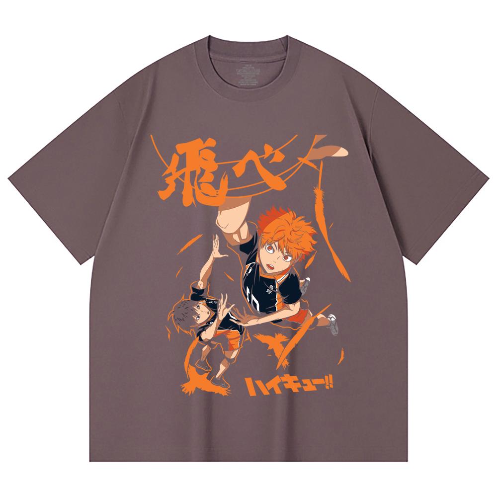 230 Gsm 100% Cotton Haikyuu V10 Hinata Tobio Print Unisex Heavy Cotton T Shirt
