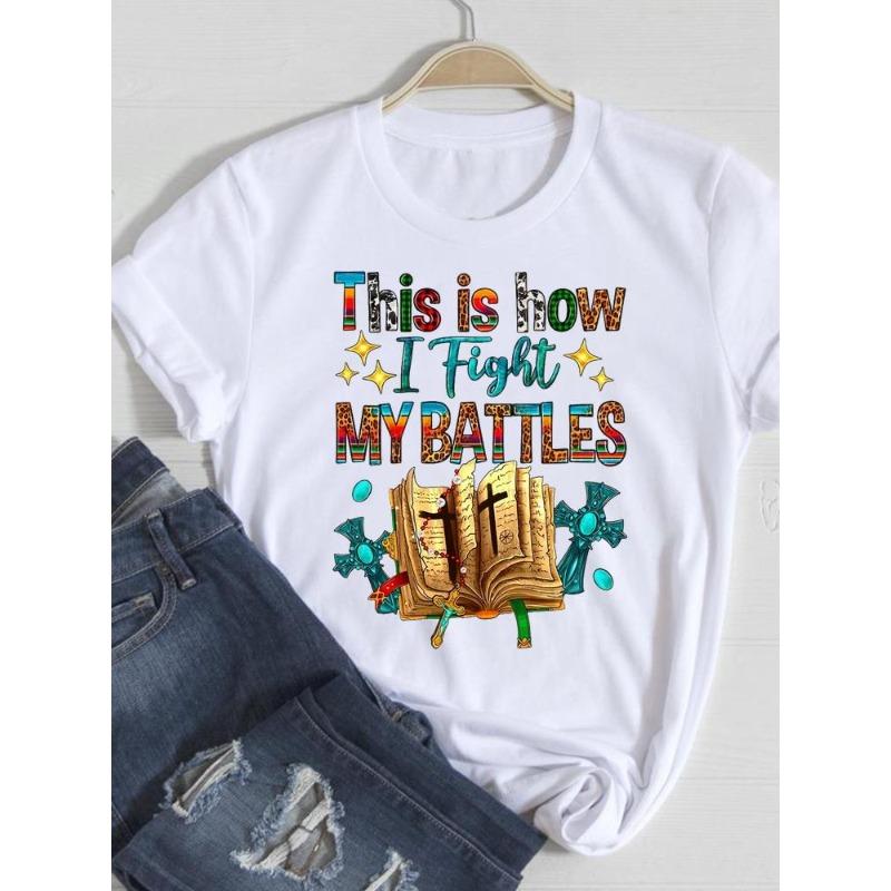 (European Size) Cute Women Tee Faith Letter Style Top Short Sleeve Fashion Print Lady Clothing Casual  T-shirt Female Graphic T-shirts