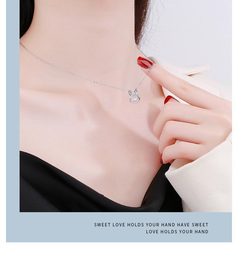 925 Sterling Silver Beating Heart Rabbit Necklace for Women - Zodiac Theme, Cool New Year Style, Cute Lively Clavicle Chain
