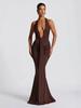 2025 Cross-Border Halter Deep V Evening Gown - Sexy Backless Long Pleated Dress