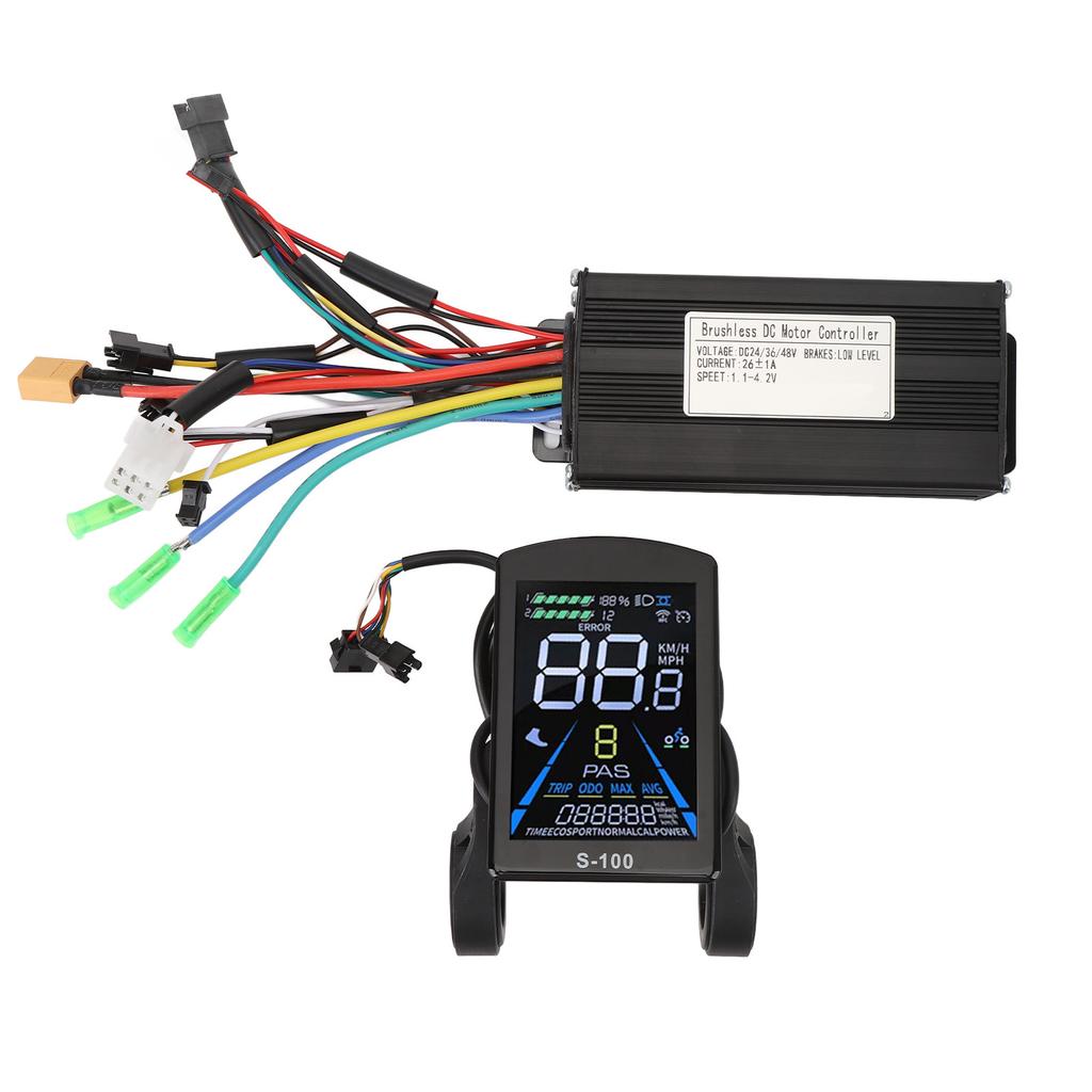 Electric Bike Controller Kit 3 Mode 26A Brushless Motor Controller with LCD Panel for 36V 500W 36V 750W 48V 500W 48V