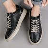 Men's Summer Perforated Leather Sneakers - Breathable Genuine Cowhide with Thick Sole