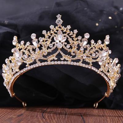 Couronne de mariée coréenne en alliage d'or galvanisé, strass, robe de mariée, diadème pour femme, nouveau style