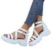 Plus Size Women's Roman Style Hollow-Out Platform Sandals with Thick Soles