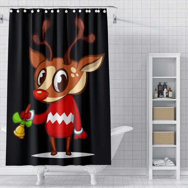 Home Decoration Shower Curtains For Bathroom Waterproof Curtain Fabric Modern Nordic Style Living Room Merry Christmas Winter