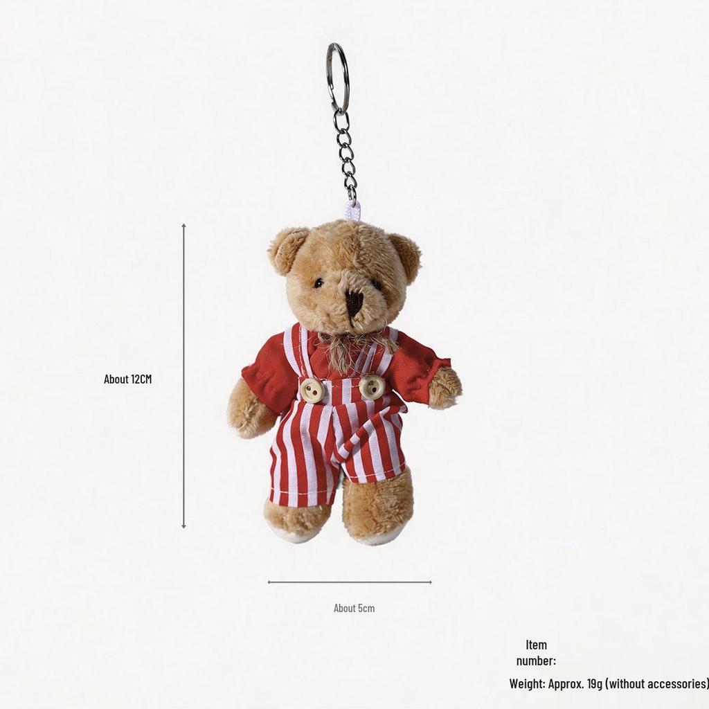 Cartoon Burlap Bear Keychain Pendant - Plush Doll Decoration for Student Bags
