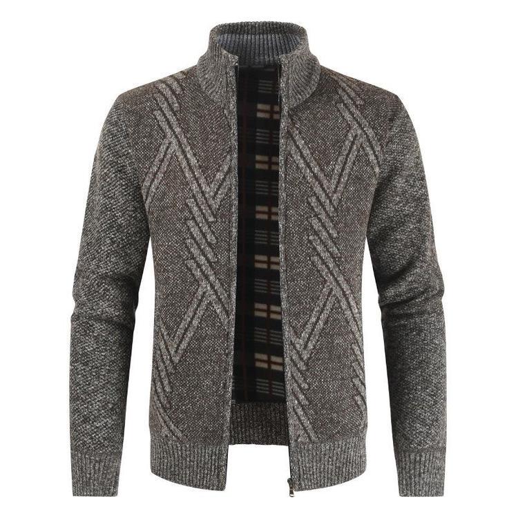 mens knitted fleece lined cardigan