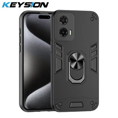 KEYSION Протиударний чохол для MOTO G85 5G G84 G45 G35 G34 Camera Protection Ring Stand Phone Cover for Motorola Edge 50 Fusion 5G