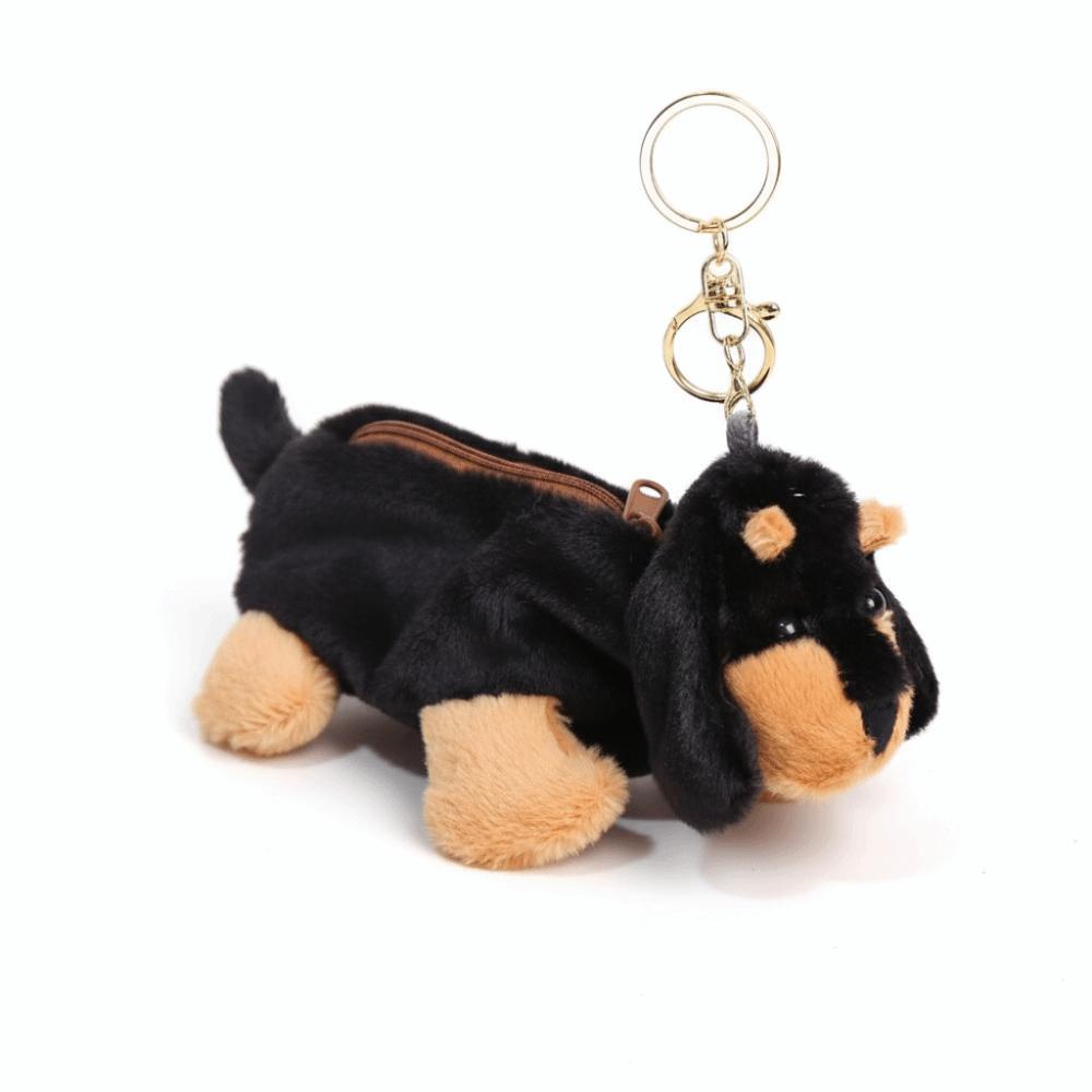 

Large-capacity Dog Plush Coin Purse Solid Color Stationery Storage Bag Backpack Pendant чёрный