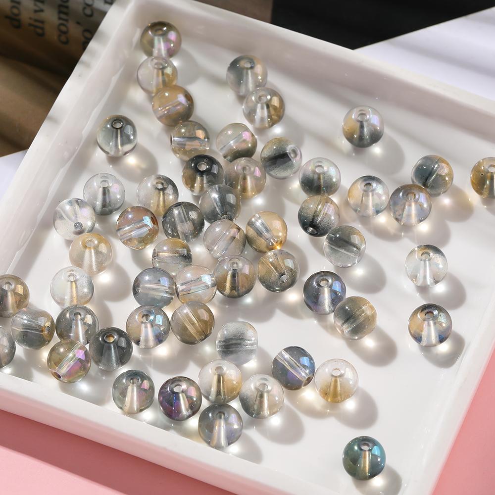 20/50/100pcs 4/6/8mm Colored Transparent Glass Beads Spacer Beads for DIY Earring Necklace Phone Chain Jewelry Making Findings 4mm 100pcs