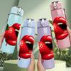 1PC Strawberry Lips Sweet Art Print 750ml Color Plastic Sports Water Bottle Leakproof Flip Straw Lid Suitable for Sports Office Home Use