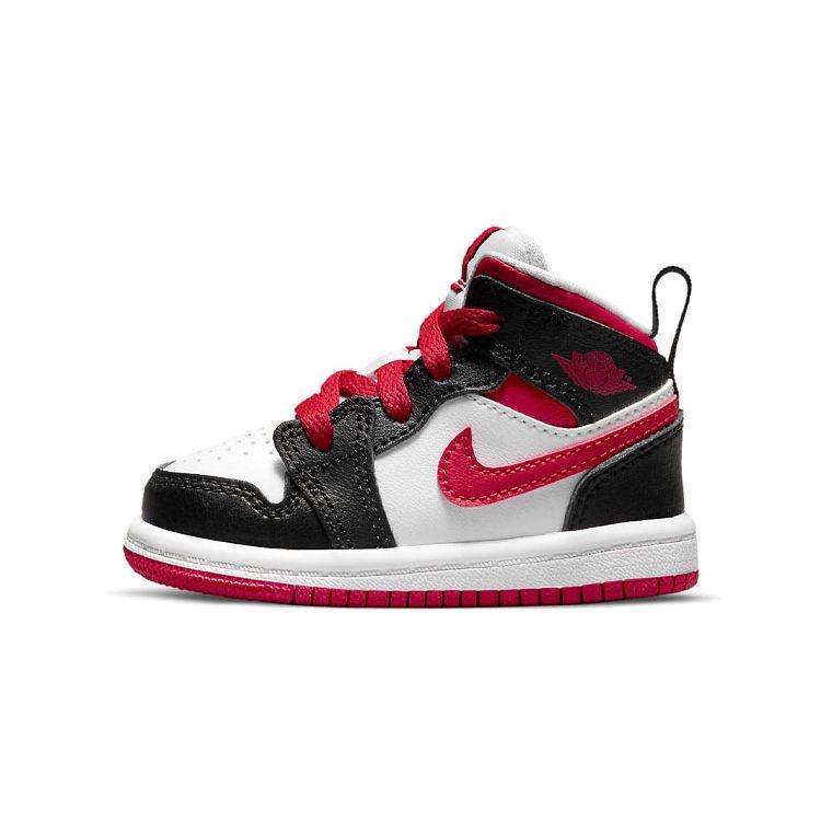 Air Jordan 1 Mid TD White Very Berry Baby Sneakers Black 640735-016
