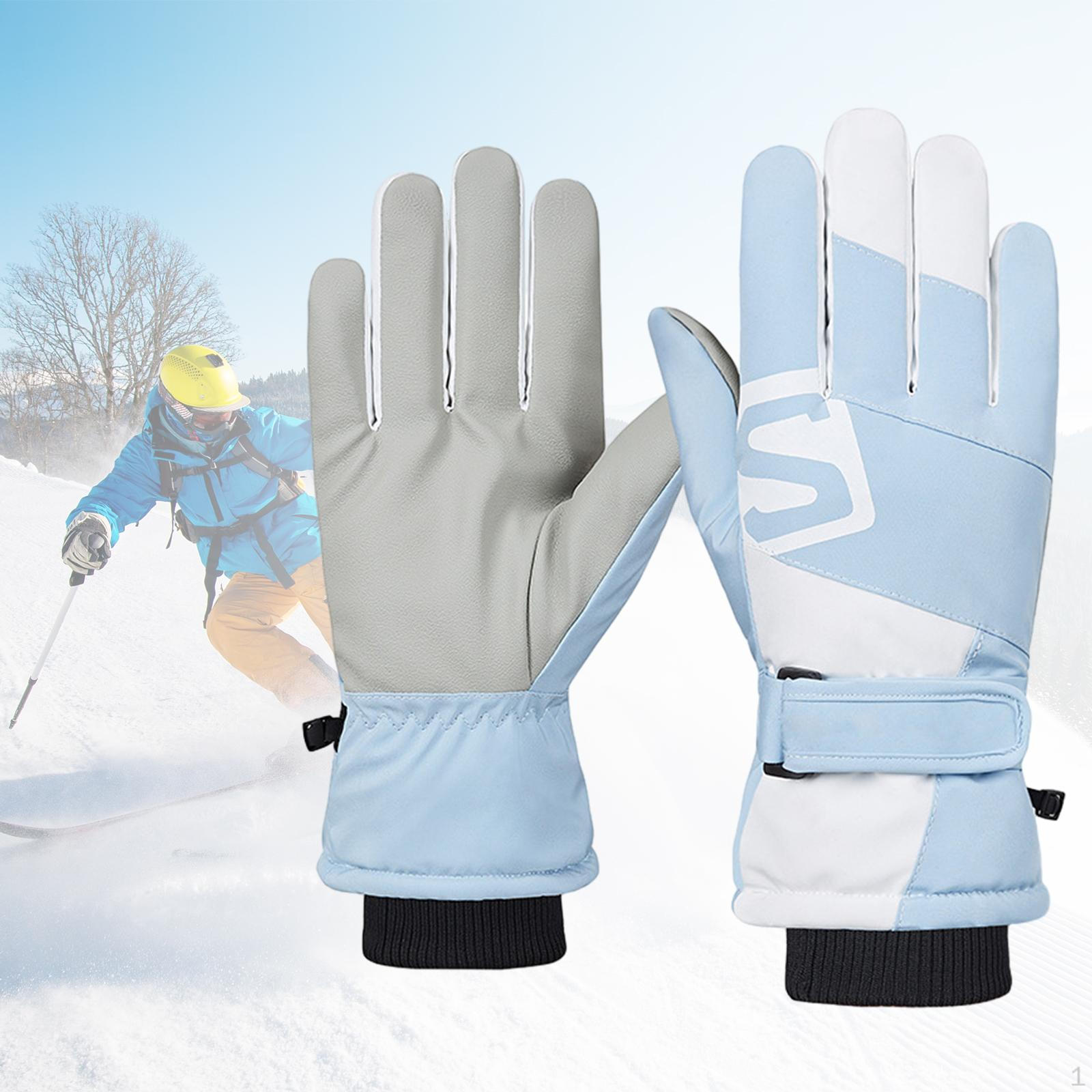 

Зимние лыжные перчатки для велоспорта с сенсорным экраном подарок для сноуборда утолщенные для бега Blue White