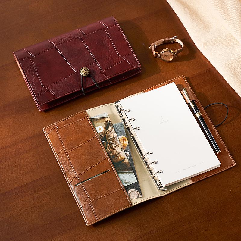 High-Grade A6 Soft Leather Portable Loose-Leaf Notebook & Customizable Retro Diary