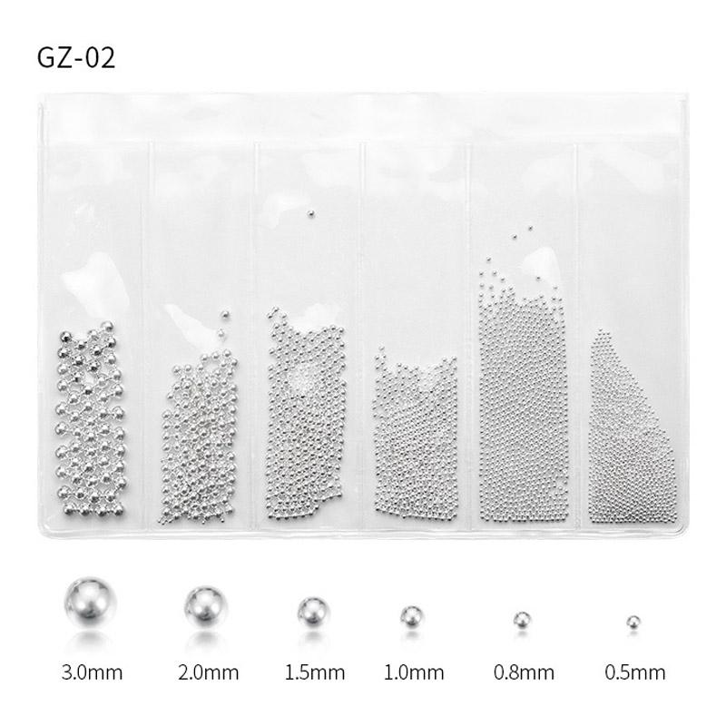 Nail Art Stahlkugel Kaviar 6 Fächer Gold- und Silberperlen Nail Art Dekoration Nail Art Zubehör