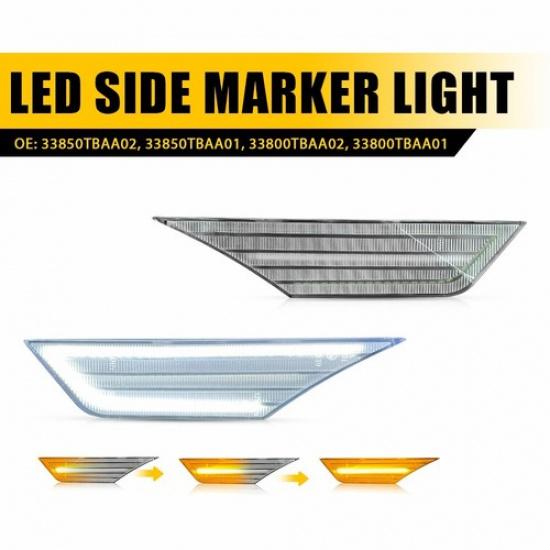 2PCS Front Bumper Reflector Side Marker Light Assembly For 2016-2021 Honda Civic