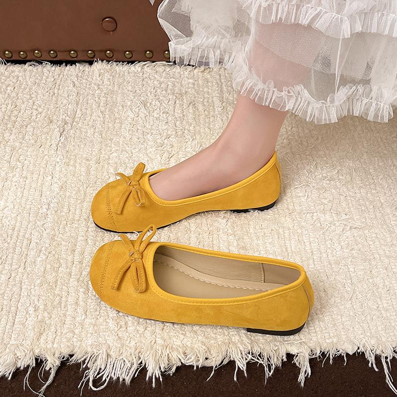 

Модные балетки Женские туфли с бантом Модные неглубокие сандалии Дизайнерские замшевые женские кроссовки 2025 Новые осенние лоферы Обувь для бега Zapatillas Se Mujer 40 жёлтый