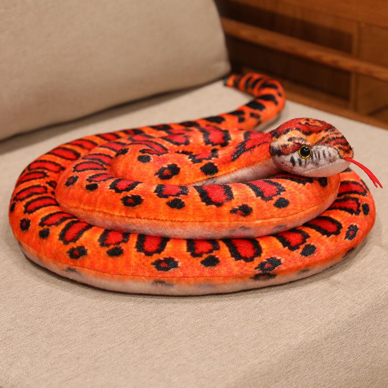 130~300Cm Like Real Colorful Snake Doll Stuffed Long Scary Animal Tongue Out Darkness Party Prop Decor Man Gift