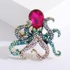 Octopus Enamel Pin Blue Rhinestones Octopus Brooches Pins For Women Men Cute Sea Animal Crystal Jewelry Accesseries Gift