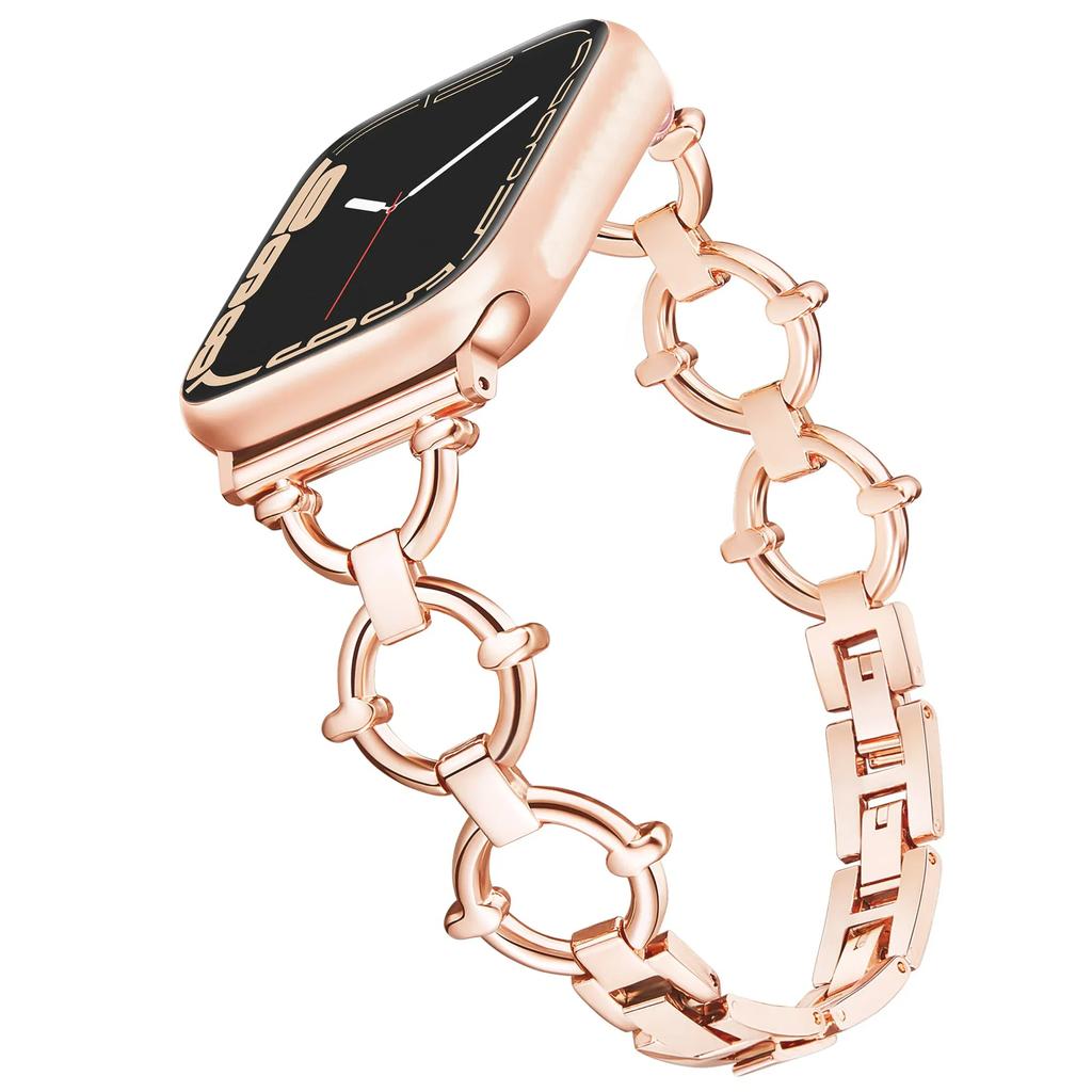 Bracelet métallique de luxe pour Apple Watch, bracelet chaîne tendance pour iWatch 987654321SE Ultra2 40 41 42 44 45 49mm, poignet femmes hommes
