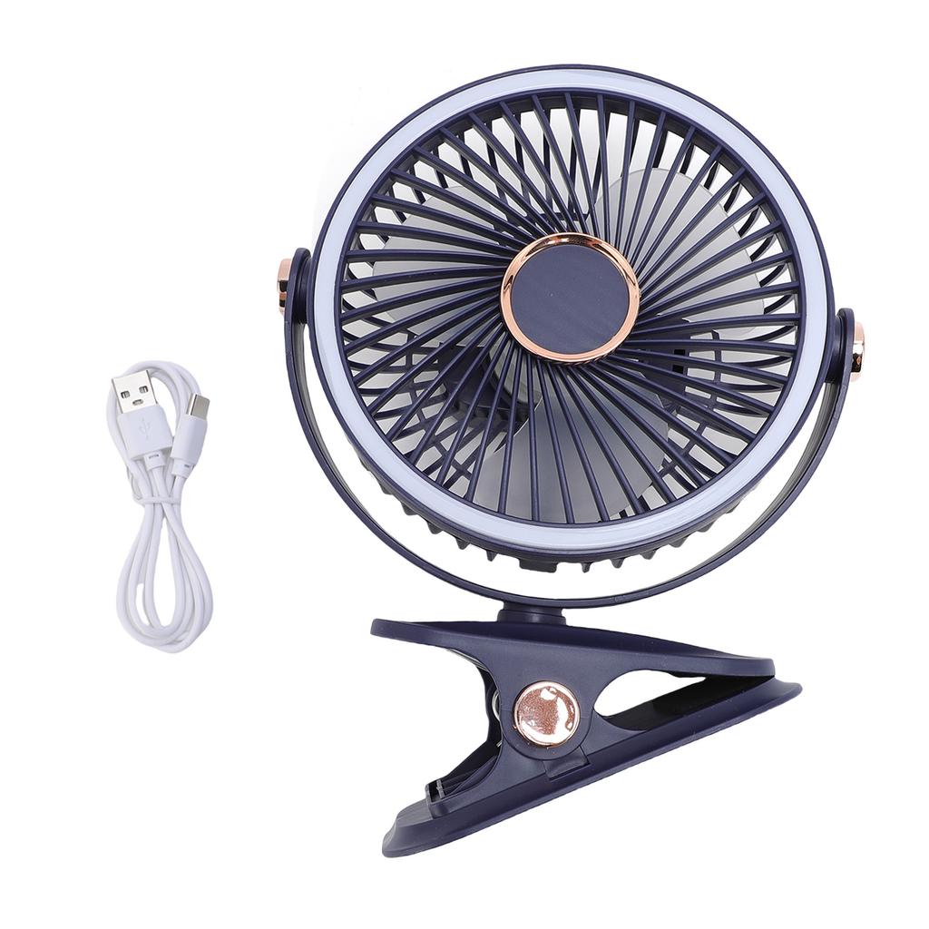Desk Fan with Clamp and Light Quiet Battery Operated Portable Small USB Desk Fan for Bedroom Office
