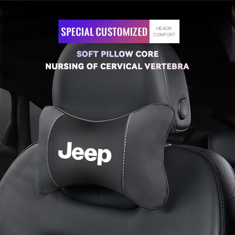 Per Jeep Cuscino per Collo per Sedile Auto Poggiatesta in Pelle Supporto Lombare per Jeep Grand Cherokee Wrangler JK Gladiator Compass Ren
