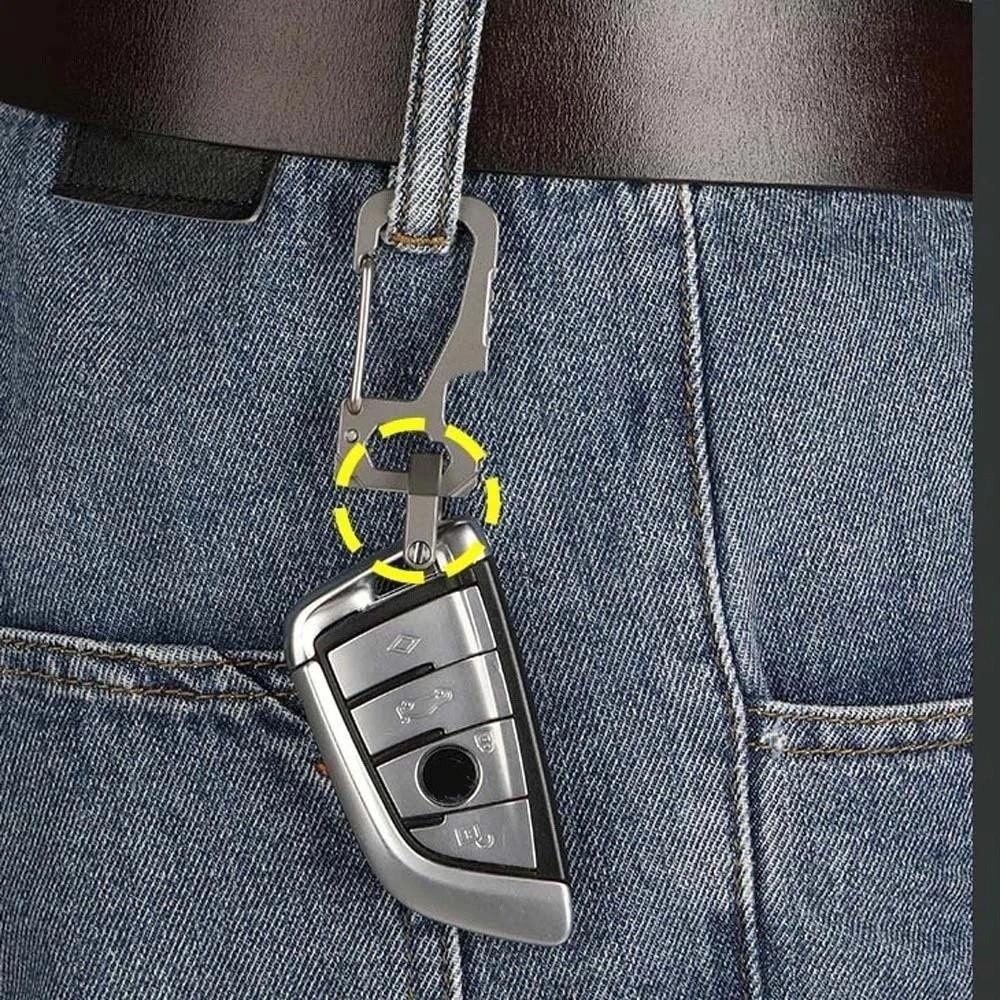 Anti-lost Titanium Zinc Zinc Alloy Key Chain Polyester Mini Buckle Thickened D-shaped Key Ring Women