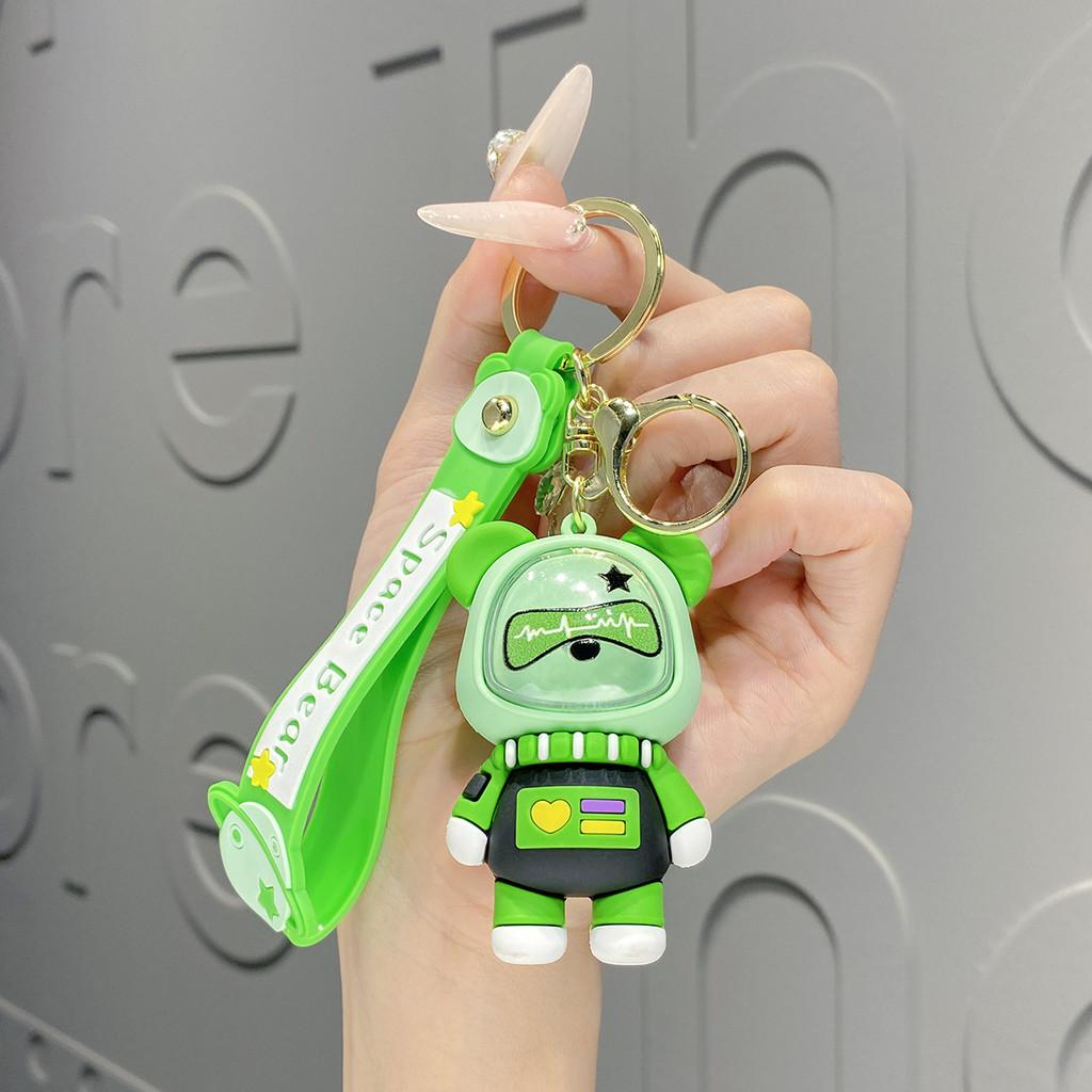 Pvc Cute Glowing Space Bear Keychain Perfect For Couples Friends And Gifts