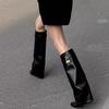 8cm Absatz Keilabsatz Weiches Leder Spitze Kniehohe Stiefel Damen 2026 Herbst Mode Schuhe Street Style Modern Lange Stiefel Damen