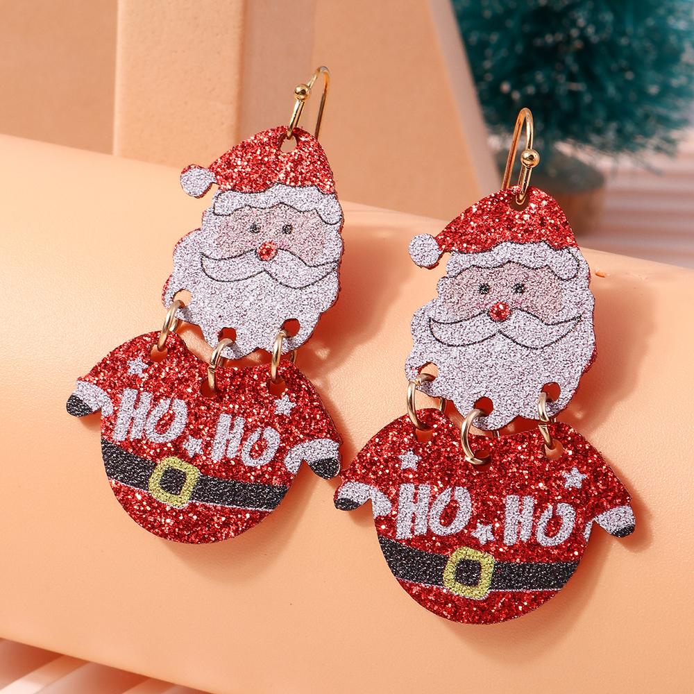 Fashion Christmas Tree Drop Earrings for Women Girls Elk Santa Claus Dangle Earrings X'mas New Year Jewelry Gifts