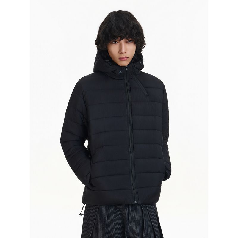 Blaexi Winter White Duck down Hooded Ribbed down Jacket Lightweight Slim Fit White Puffer Jacket Thickened Coat for Men