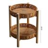 Double-Layer Foldable Wooden and Rattan Basket