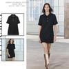 2024 Fall/Winter European & American Women's Textured Short Sleeve Shirt Dress with Turn-Down Collar
