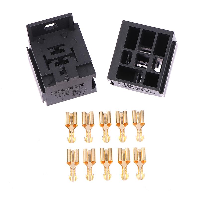 2Sets 5Pin Poles Automotive Relay Base Holder Socket With Mounting Bracket For Relays 3334485008 Djj7054Y-6.3-21