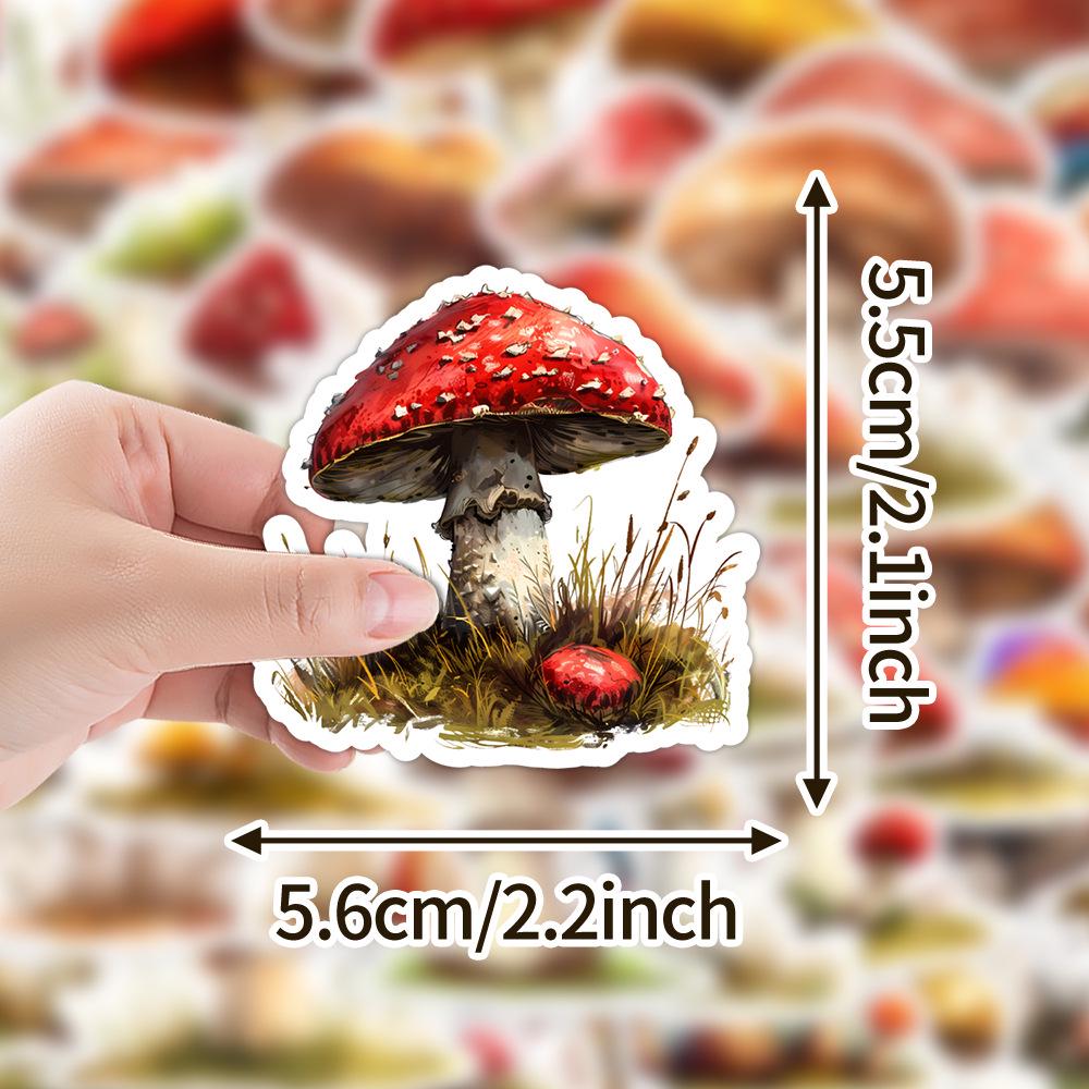 50 Cute Waterproof Watercolor Mushroom Stickers - Creative Decorative Stickers for Suitcases & Computers