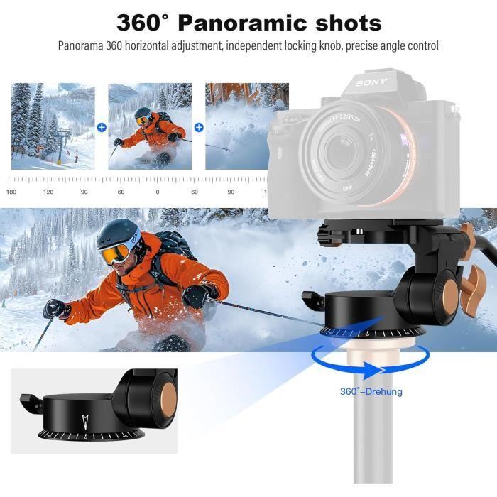 Tête panoramique - soonpho - alliage aluminium - poignée améliorée - réglage 360 degrés - charge 18kg