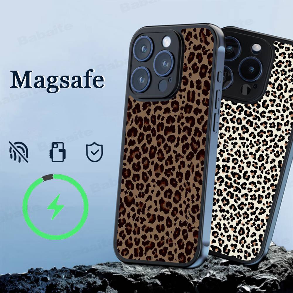 Leopard Cheetah Print Phone Case Magnetic Case For IPhone 17 16 14 13 12 15 Pro Max Plus For Magsafe Wireless Charge Cover