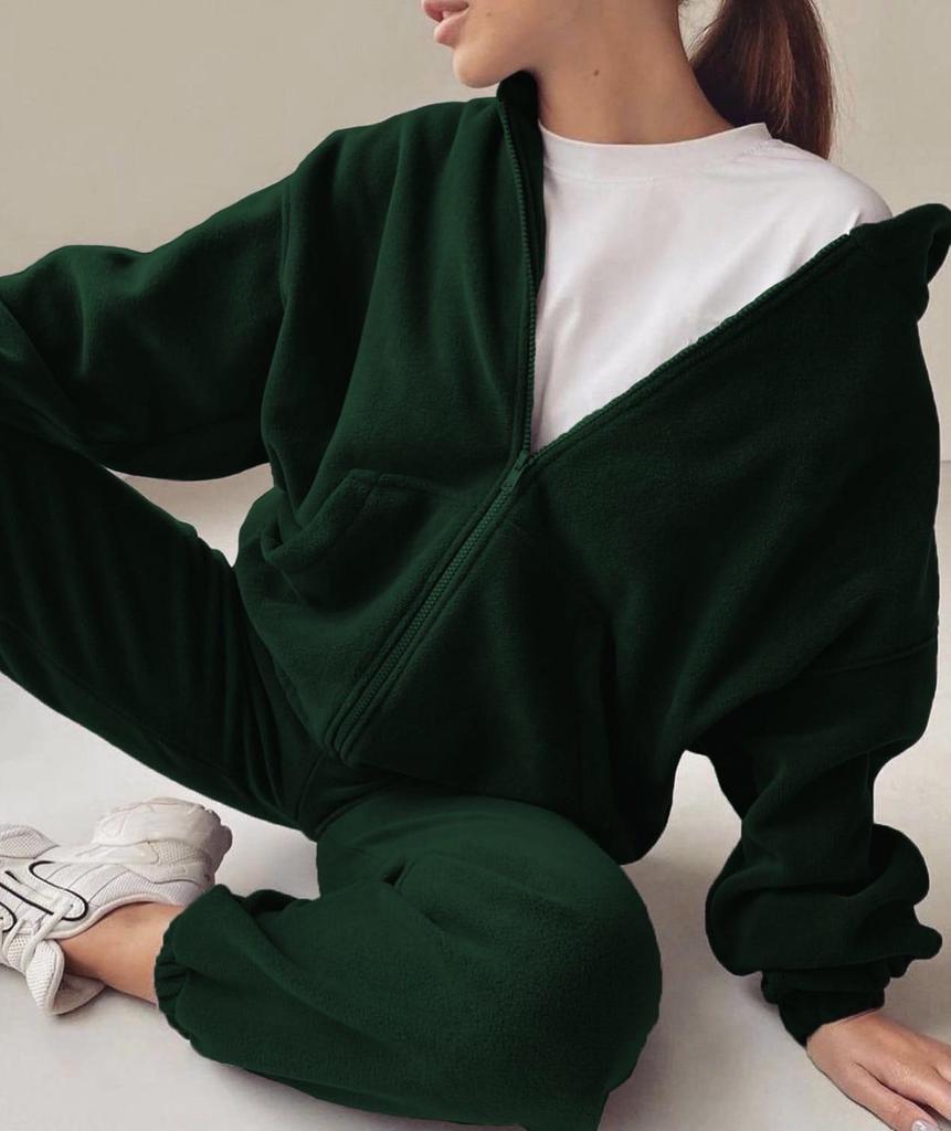 Damski Modny Sportowy Casualowy Dres Eleganckie Jednolite Komplety Ciepłe Bluzy z Kapturem Długie Spodnie Damskie Sznurowane Dresy