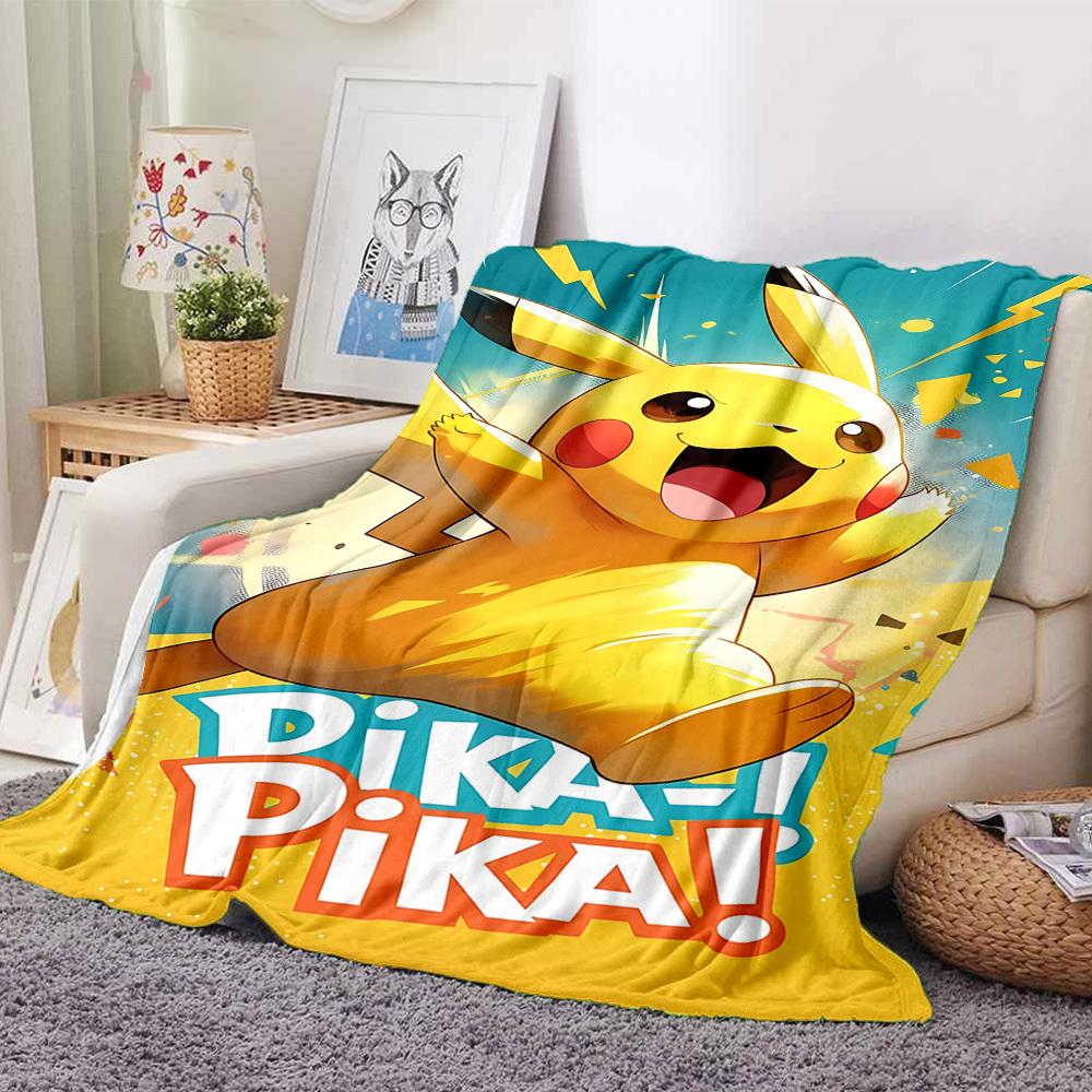 1pc Pikachu Flannel Blanket, Soft Skin Friendly with Digital Printing, Various Sizes Available for Family, Friends, Birthday