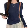 Korean Embroidery Pony Logo Sweater: Women's Versatile Classic Round Neck Cable Knit Top for Autumn/Winter