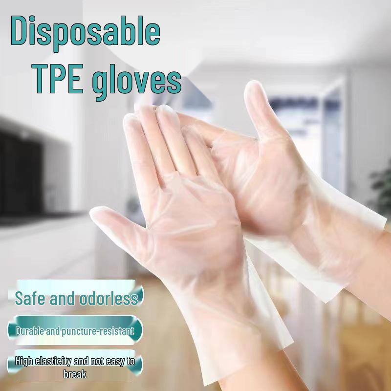 Food Grade Transparent TPE Disposable Catering Gloves - Thickened for Commercial and Household Use