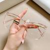 New Fashion Vintage Gradient Eyeglasses for Nearsightedness Anti Blue Light Myopia Unique White Legs Cat Eye Glasses Frame
