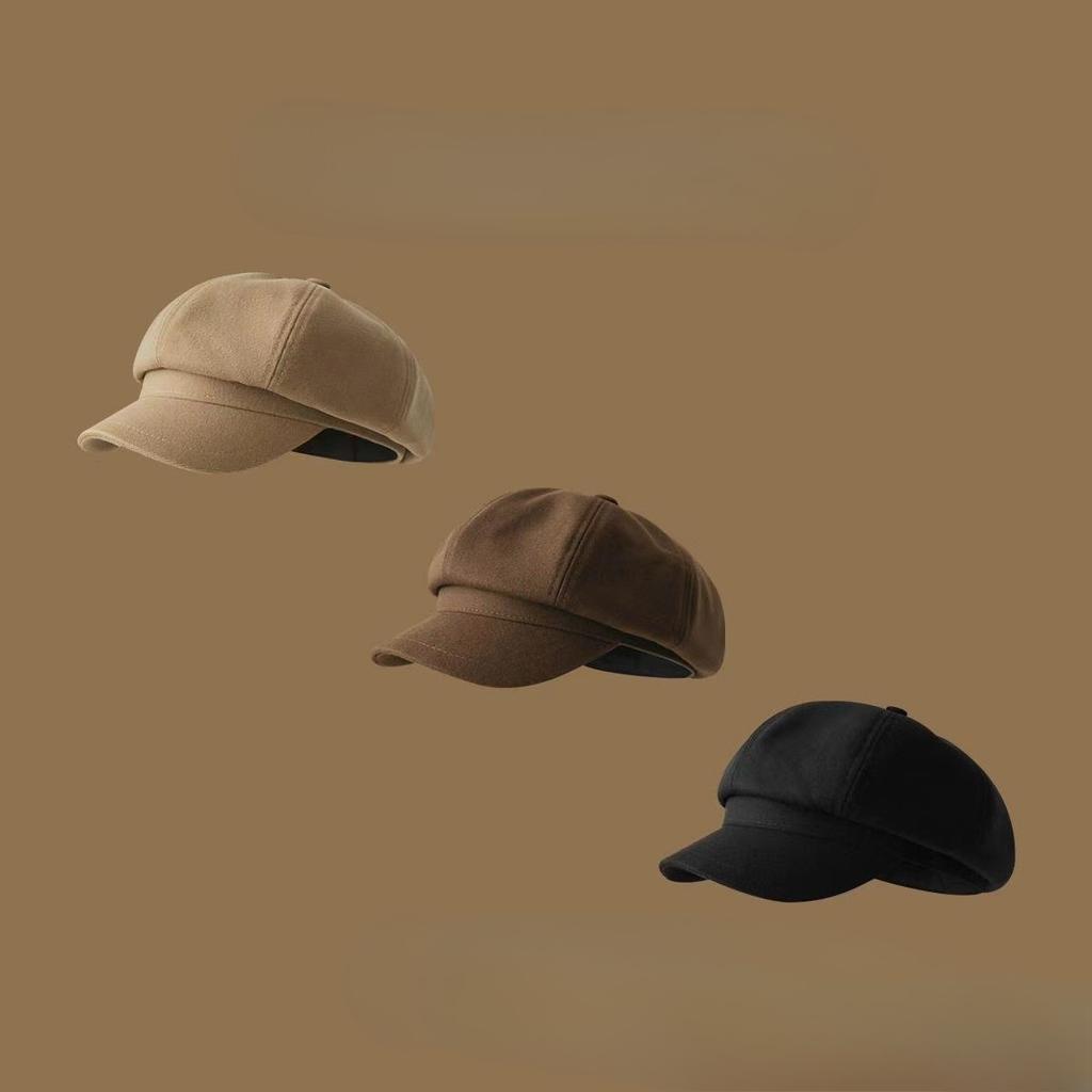 Autumn Winter Beret Women Girls Korean Vintage Fashion Versatile Octagonal Hat Artistic Style Newsboy Hat Japanese Painter Hat