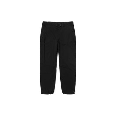 Solid Color Elastic Waist Cuffed Sweatpants Unisex Bottoms Black A618S-001