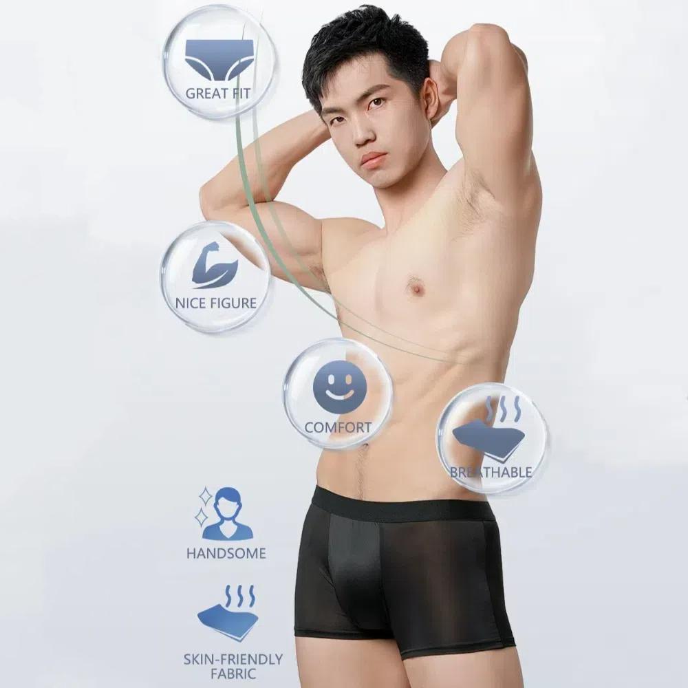 Cotton Crotch Men Underwear Mid-Waist Boxer Briefs Fashion Shorts Underpants  Male